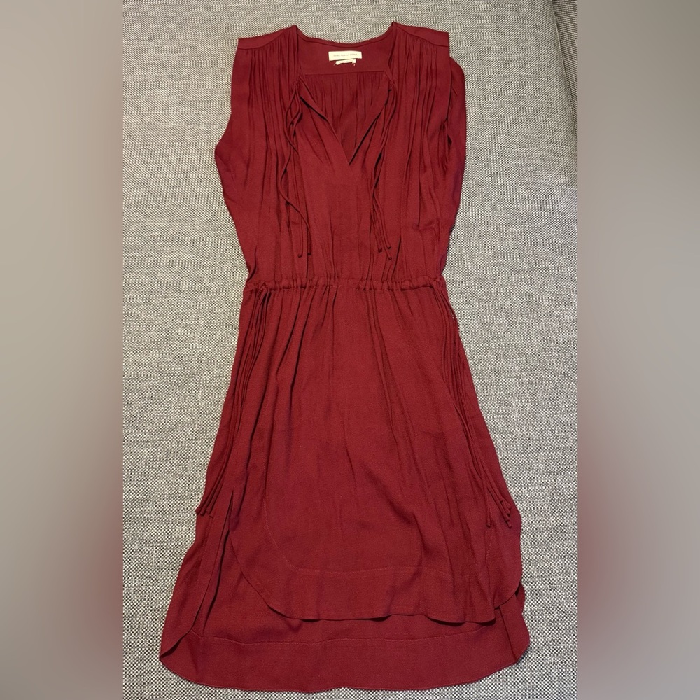 Isabel Marant Sleeveless V-Neck Midi Dress in Deep Red